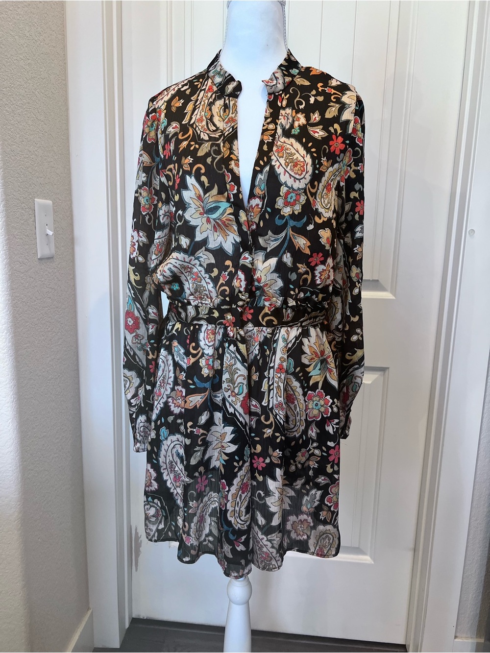 Zara Floral Paisley Print Dress Sz Large